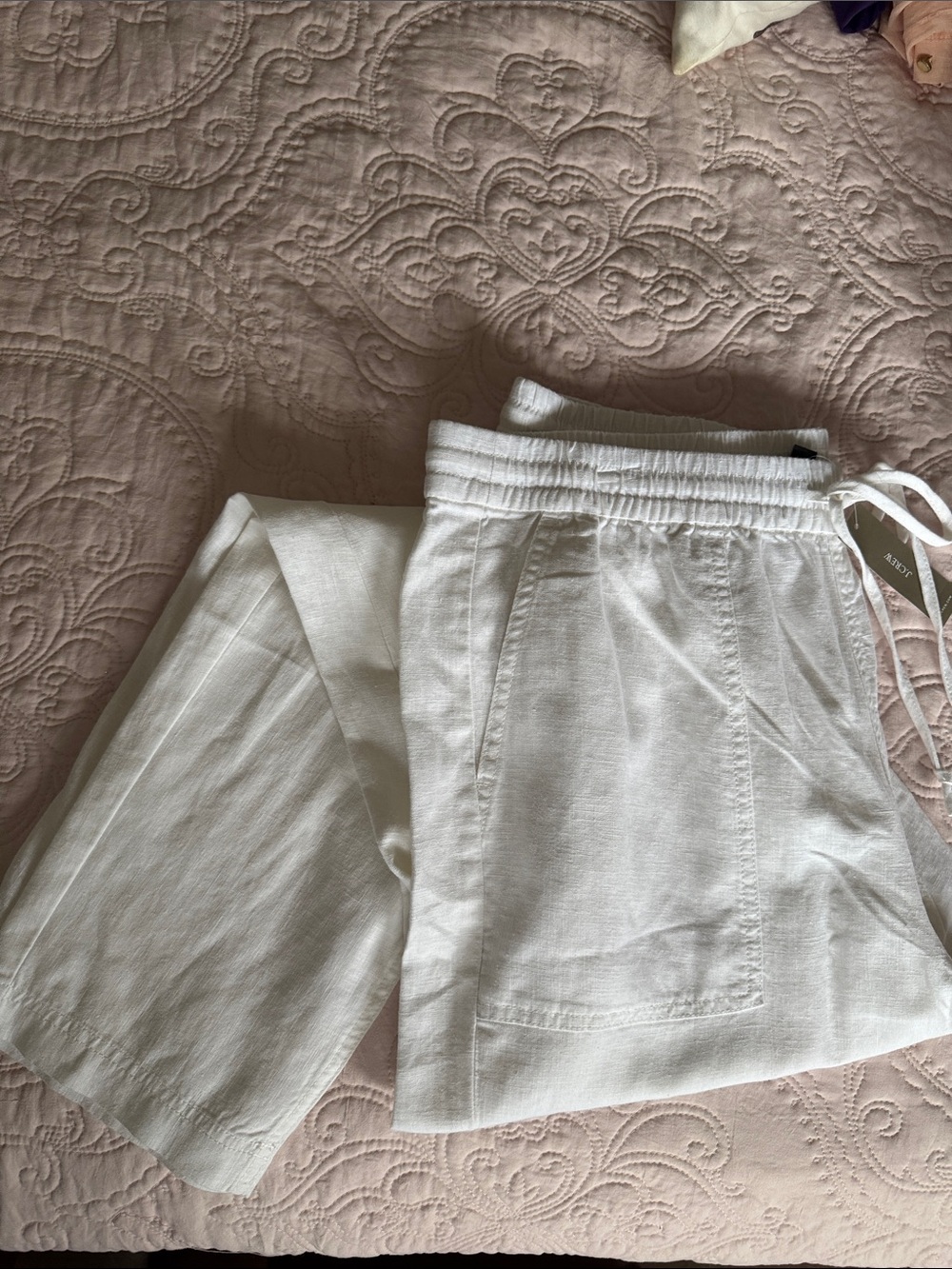 White Linen Drawstring Pants